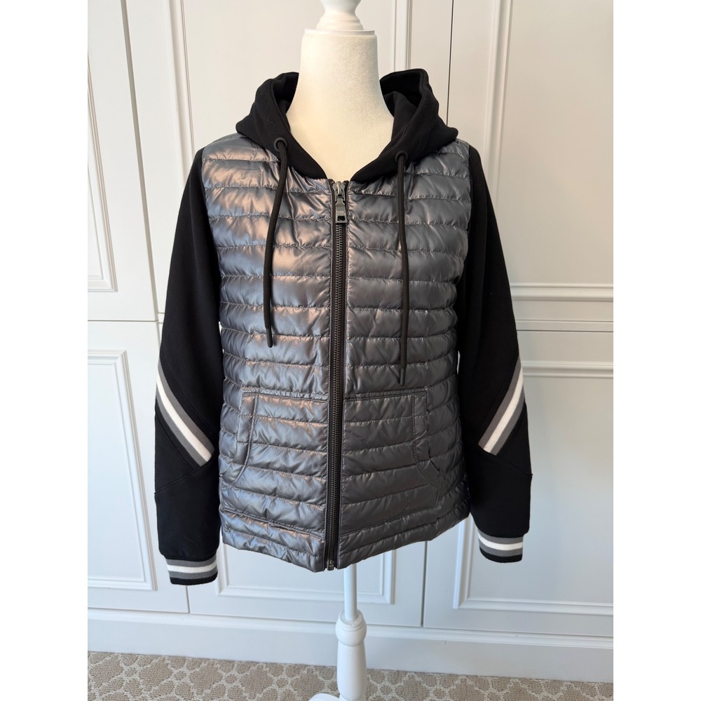 Think Royln Hybrid Puffer Jacket Women S Gunmetal Black Excellent Down Fill